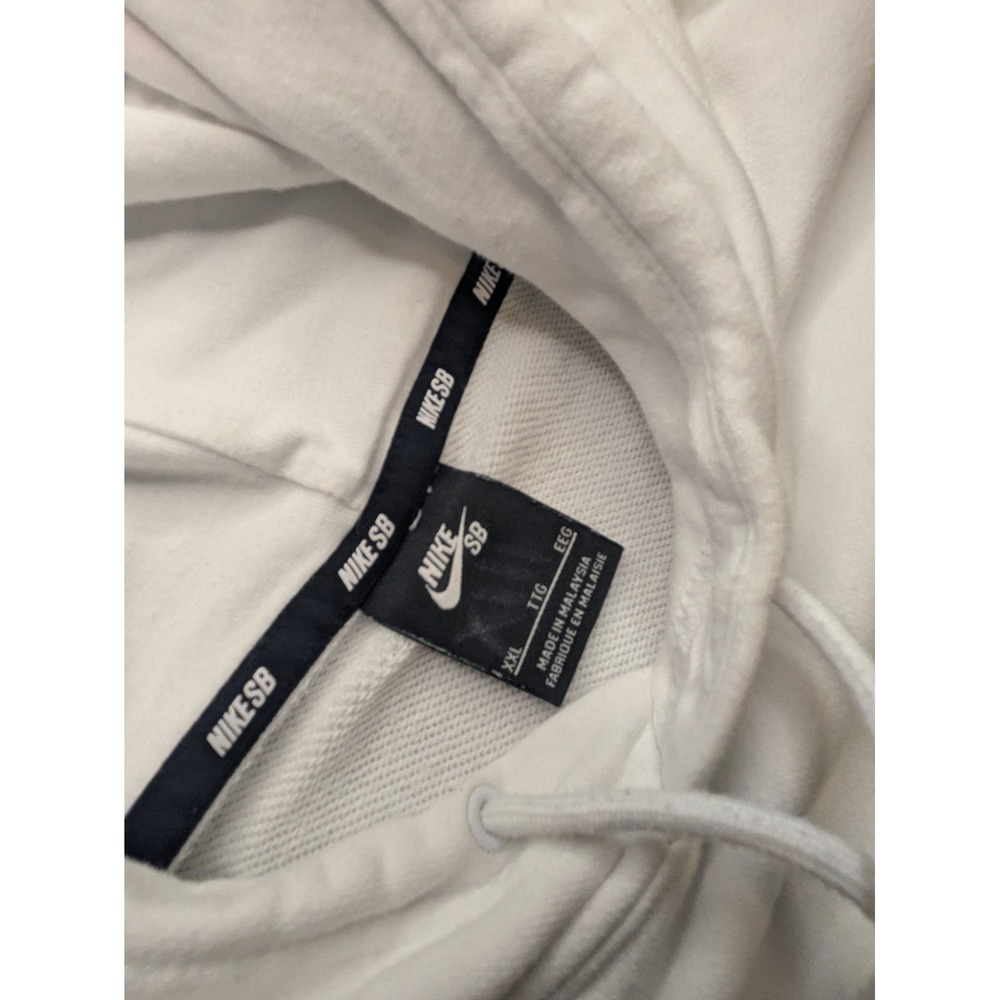 Nike SB Logo Men's XXL Pullover Hoodie White Y2K Skateboarding Cotton Sweatshirt - Picture 5 of 7